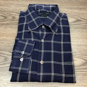 Scott Barber Navy w/ White Plaid Shirt XL